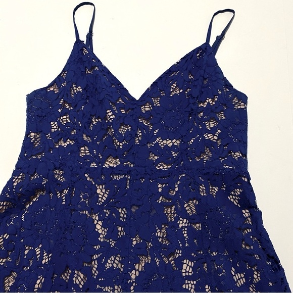 Lulus One Wish Royal Blue Lace Dress Sz Medium Spaghetti Strap Midi Summer - Picture 4 of 14